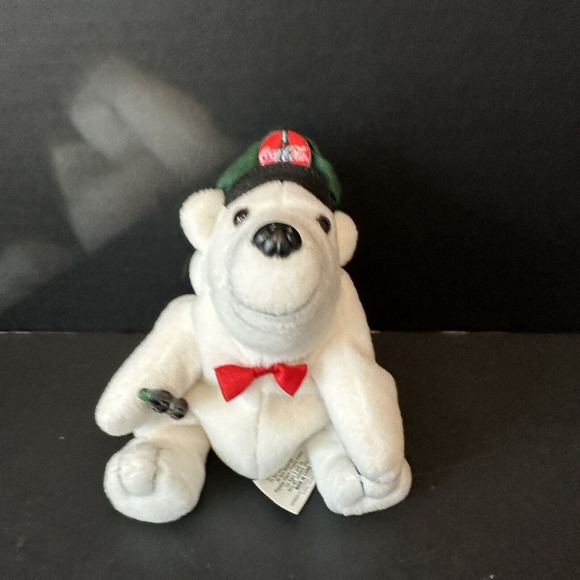 Coca Cola 1997 Bean Bag Polar Bear w/Cap/Bottle/Bow Tie Stuffed Animal Plush VTG - Picture 12 of 12